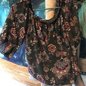 green floral blouse